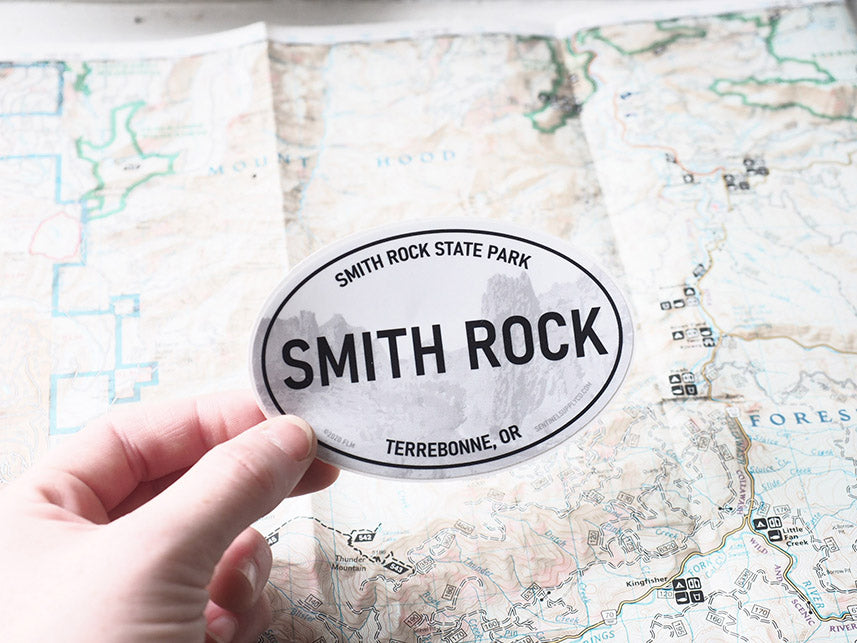 Smith Rock State Park Oregon White Oval Bumper Sticker 3" & 4"