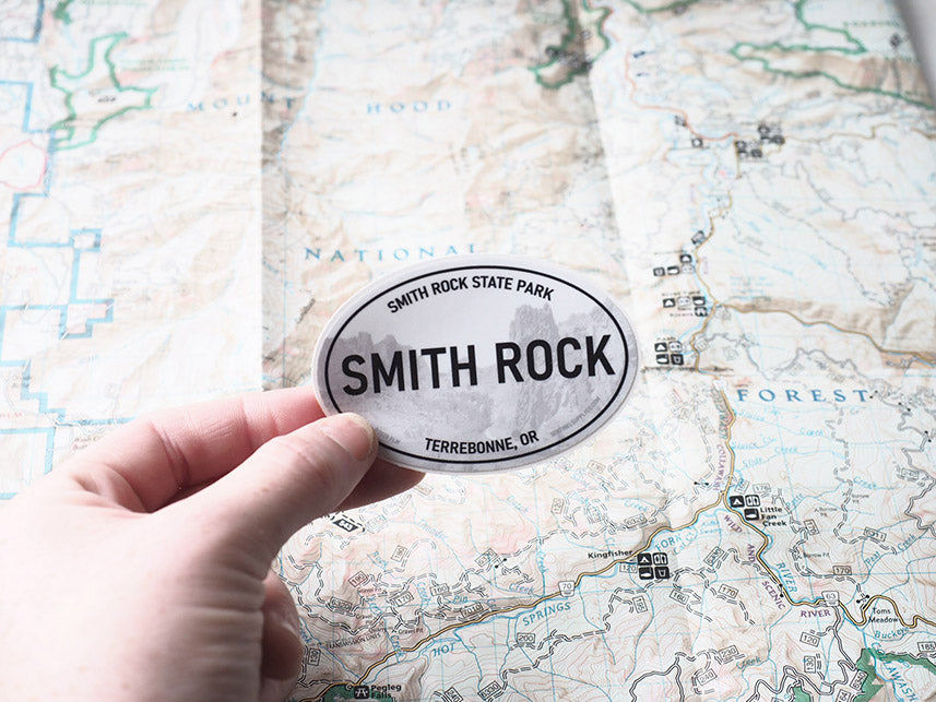Smith Rock State Park Oregon White Oval Bumper Sticker 3" & 4"
