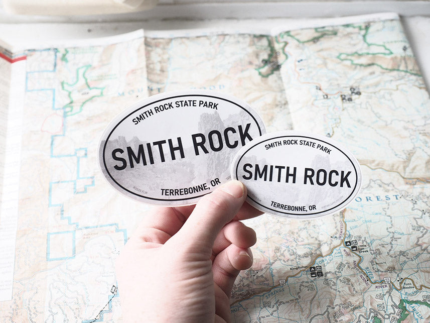 Smith Rock State Park Oregon White Oval Bumper Sticker 3" & 4"