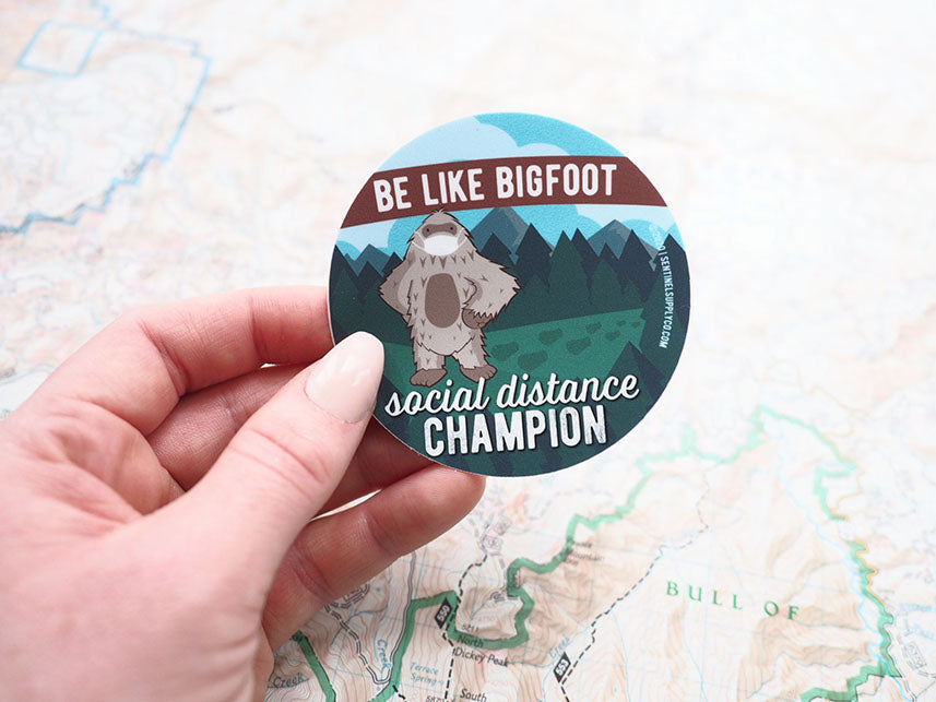 Social Distancing Bigfoot Sticker - Round