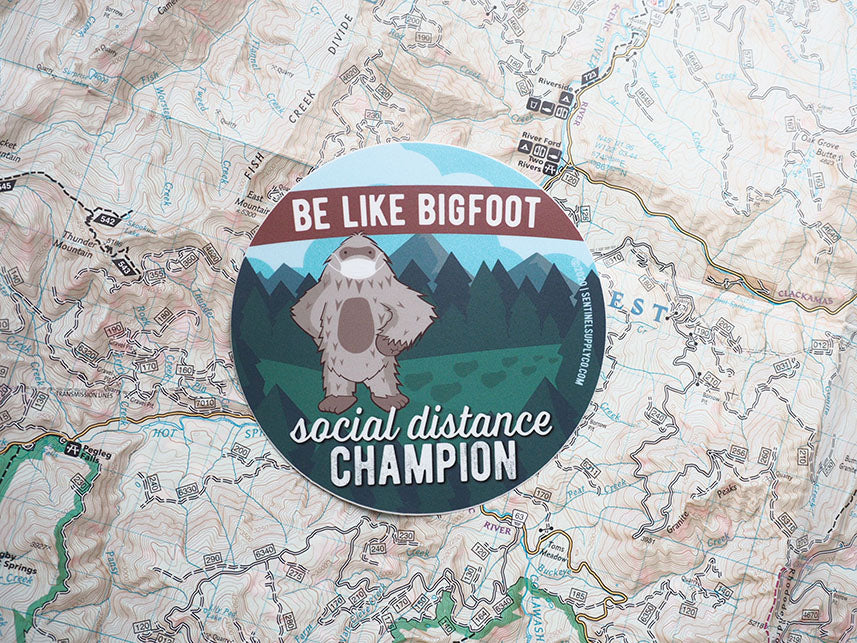 Social Distancing Bigfoot Sticker - Round