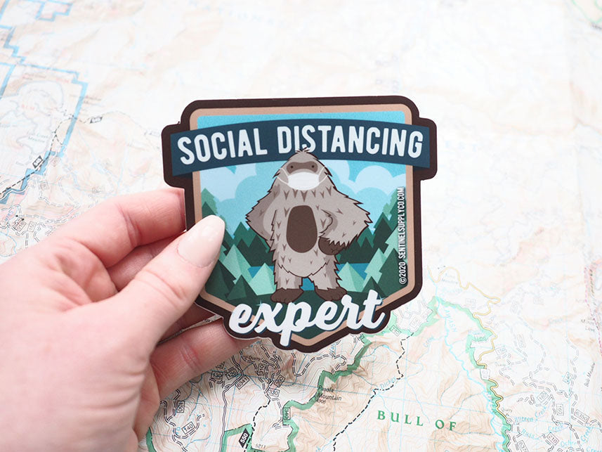 Social Distancing Expert Bigfoot Sticker