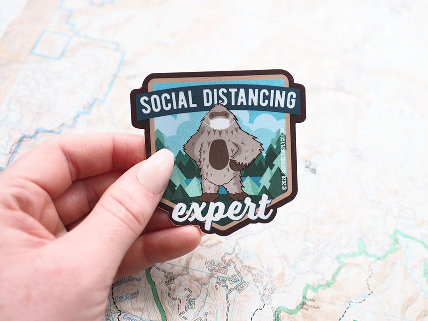 Social Distancing Expert Bigfoot Sticker