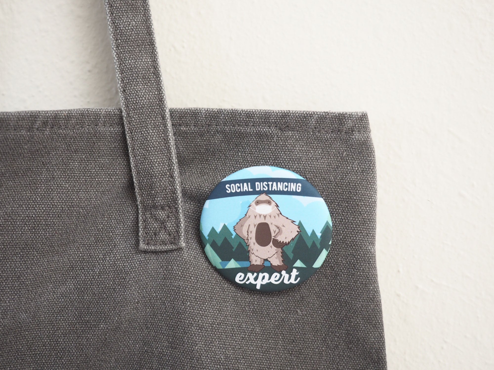 Social Distancing Bigfoot Pinback Button 2.25"