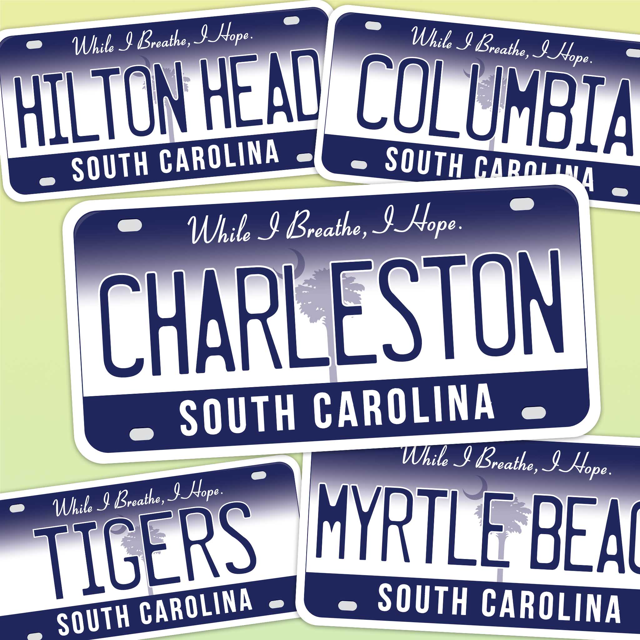South Carolina License Plate Stickers - Choose Your SC City Decal