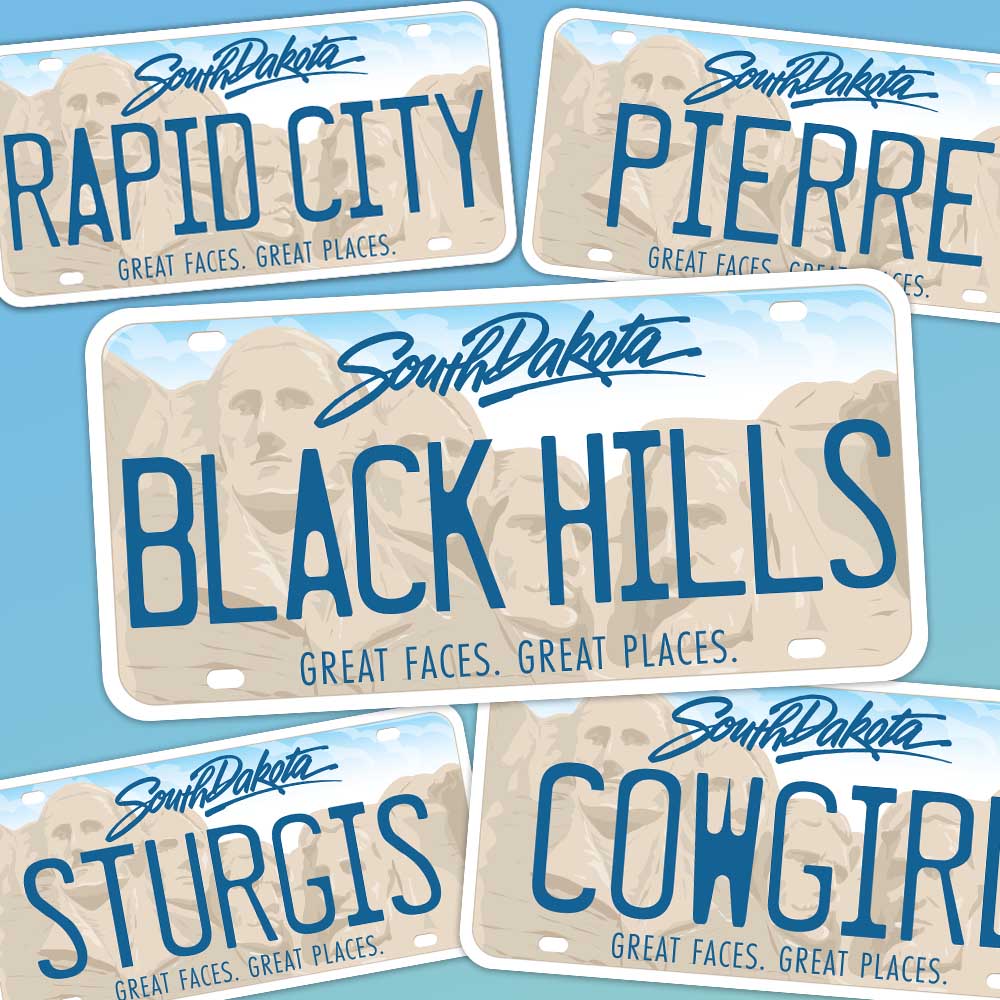 South Dakota License Plate Stickers - Choose Your SD City or National Park Decal