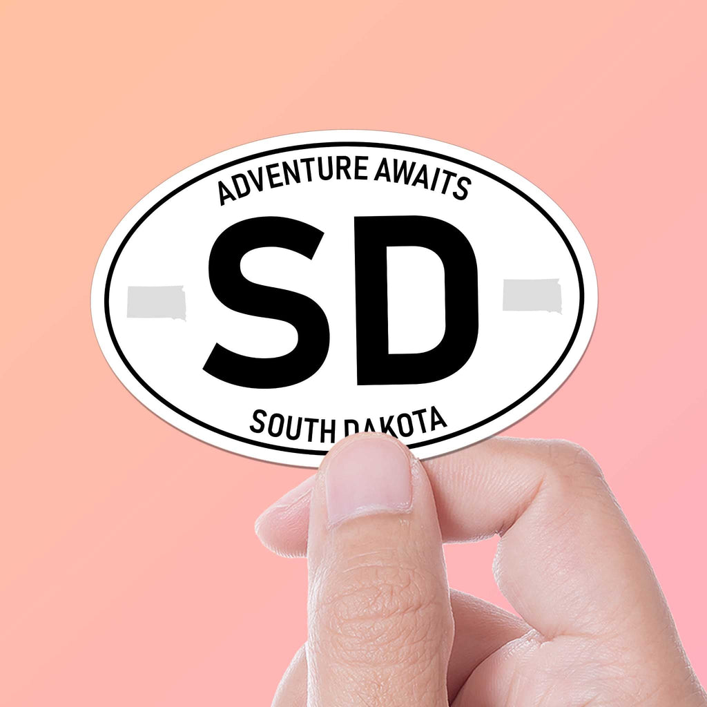 South Dakota White Oval Sticker