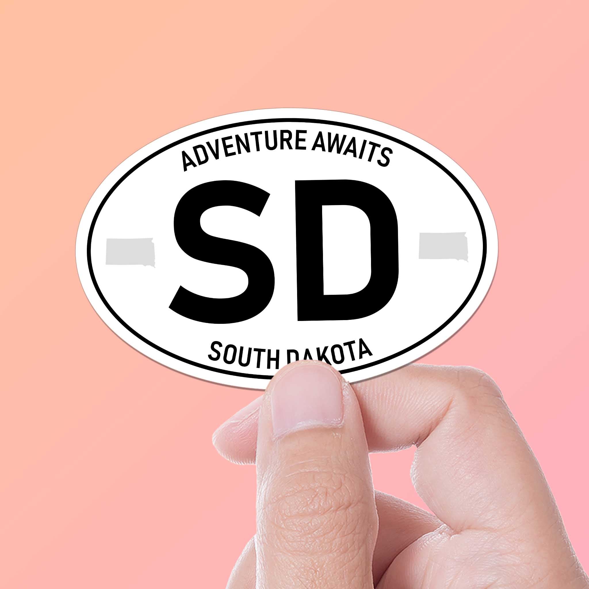 South Dakota White Oval Sticker