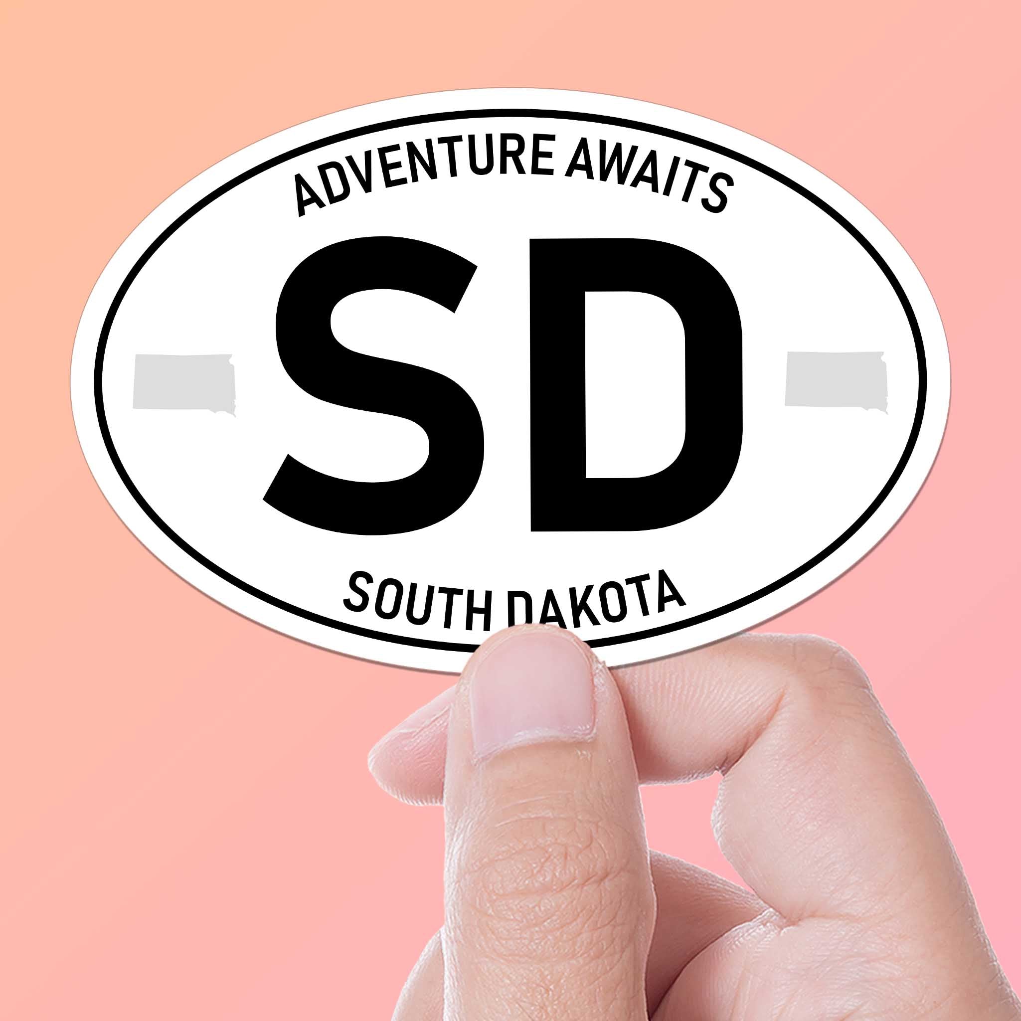 South Dakota White Oval Sticker