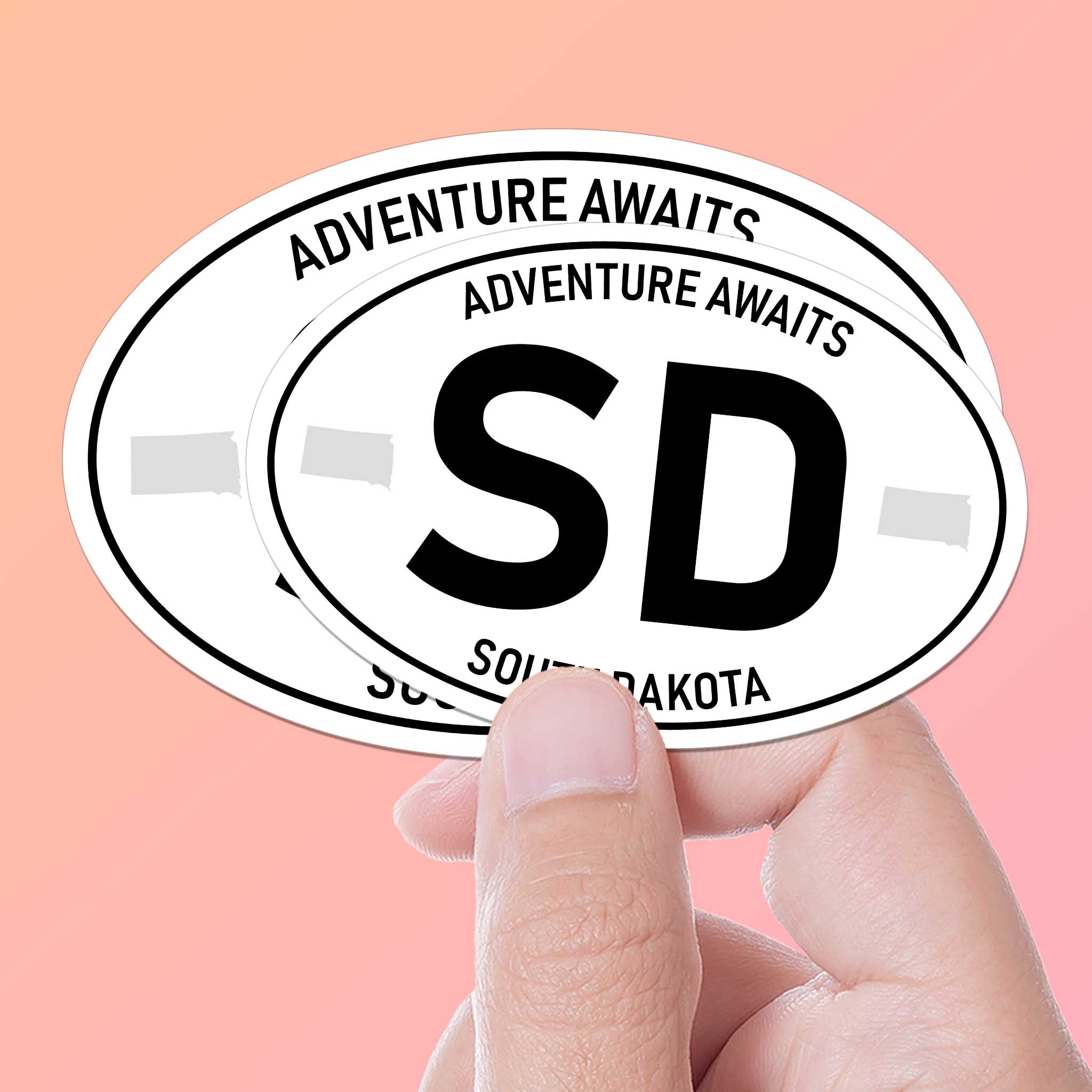 South Dakota White Oval Sticker