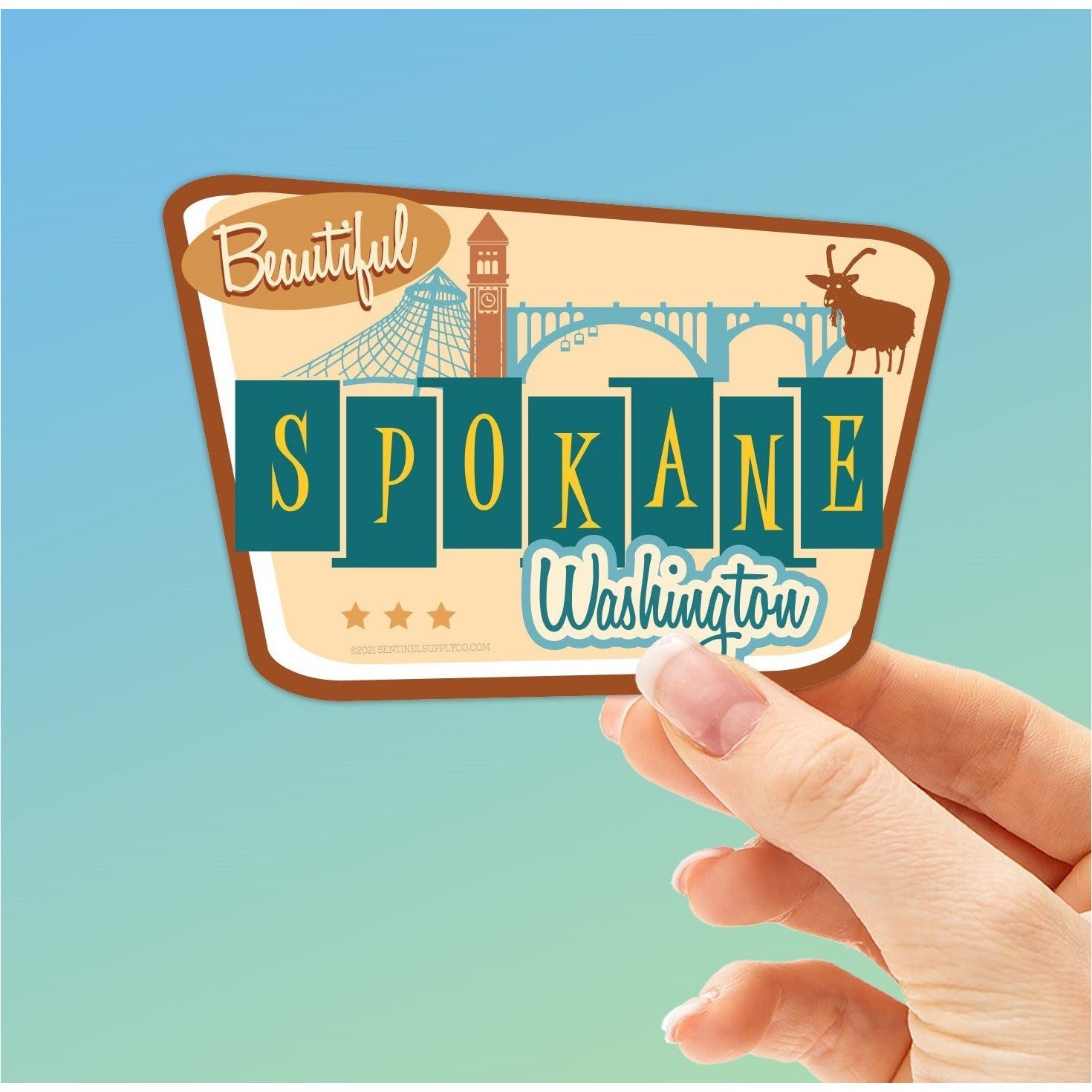 Retro Spokane Sticker