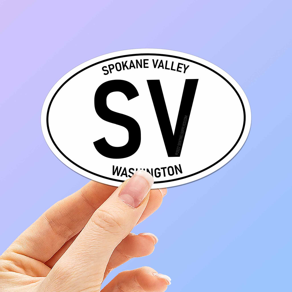 Spokane Valley Washington White Oval Bumper Sticker