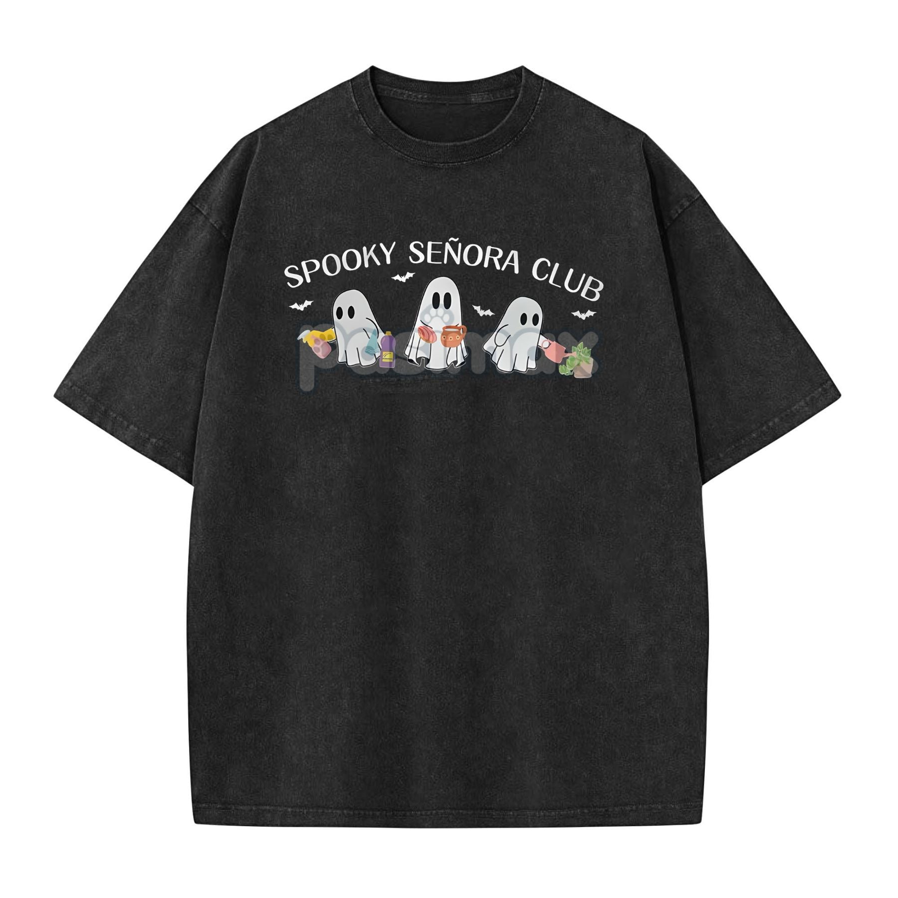 "Spooky Señora Club" Vintage Acid Wash T-Shirt – Unisex Graphic Shirt, Retro Vibe