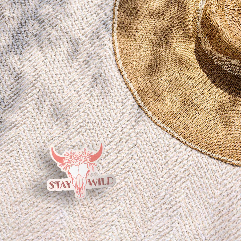 Stay Wild Cattle Skull Cowgirl Sticker