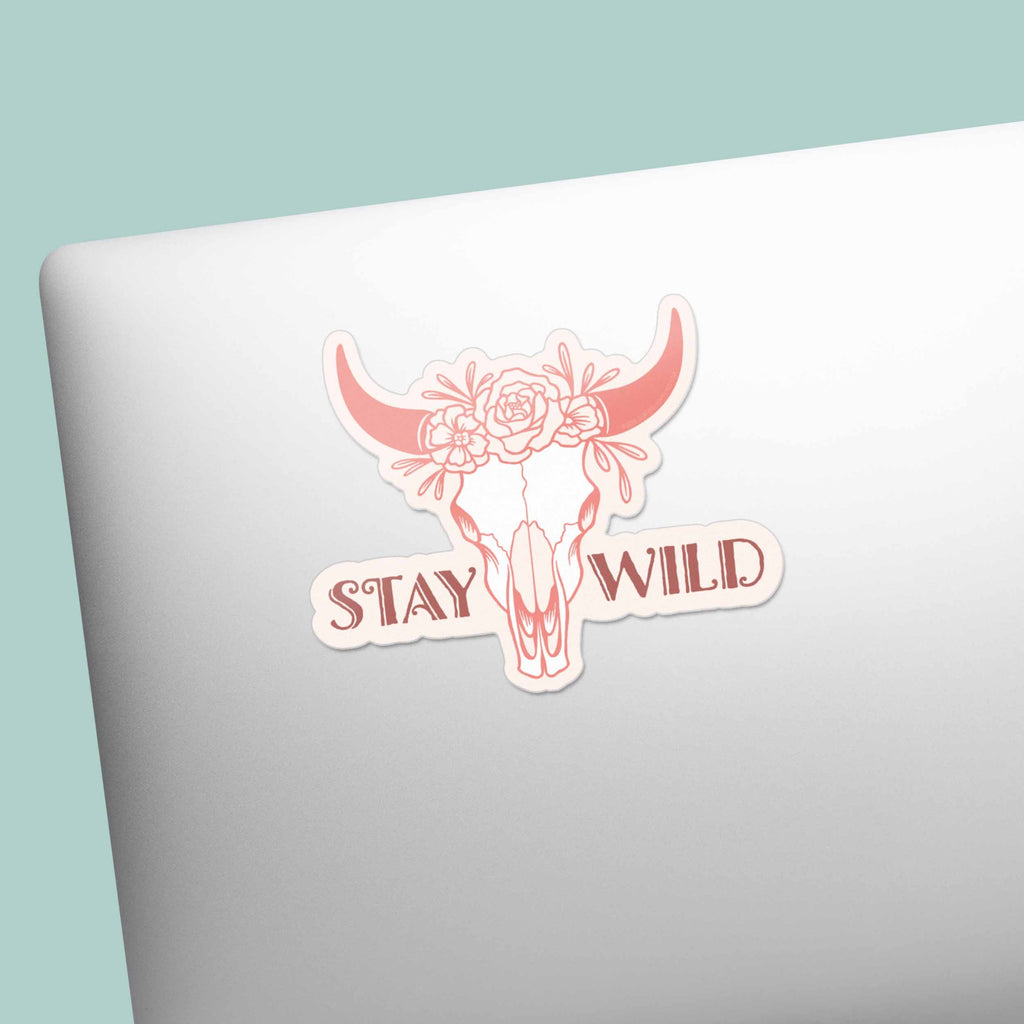 Stay Wild Cattle Skull Cowgirl Sticker