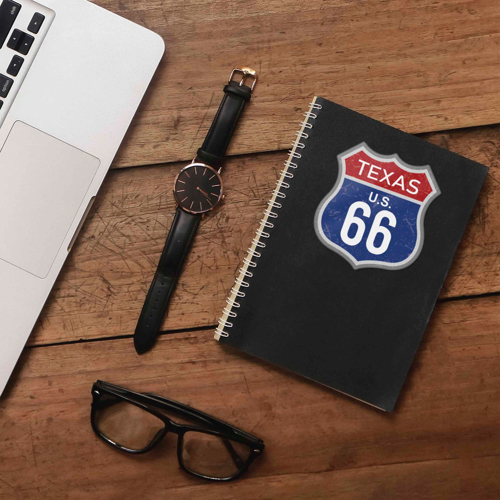 Texas Blue Route 66 Sticker - Cool TX Vintage Highway Sign Decal