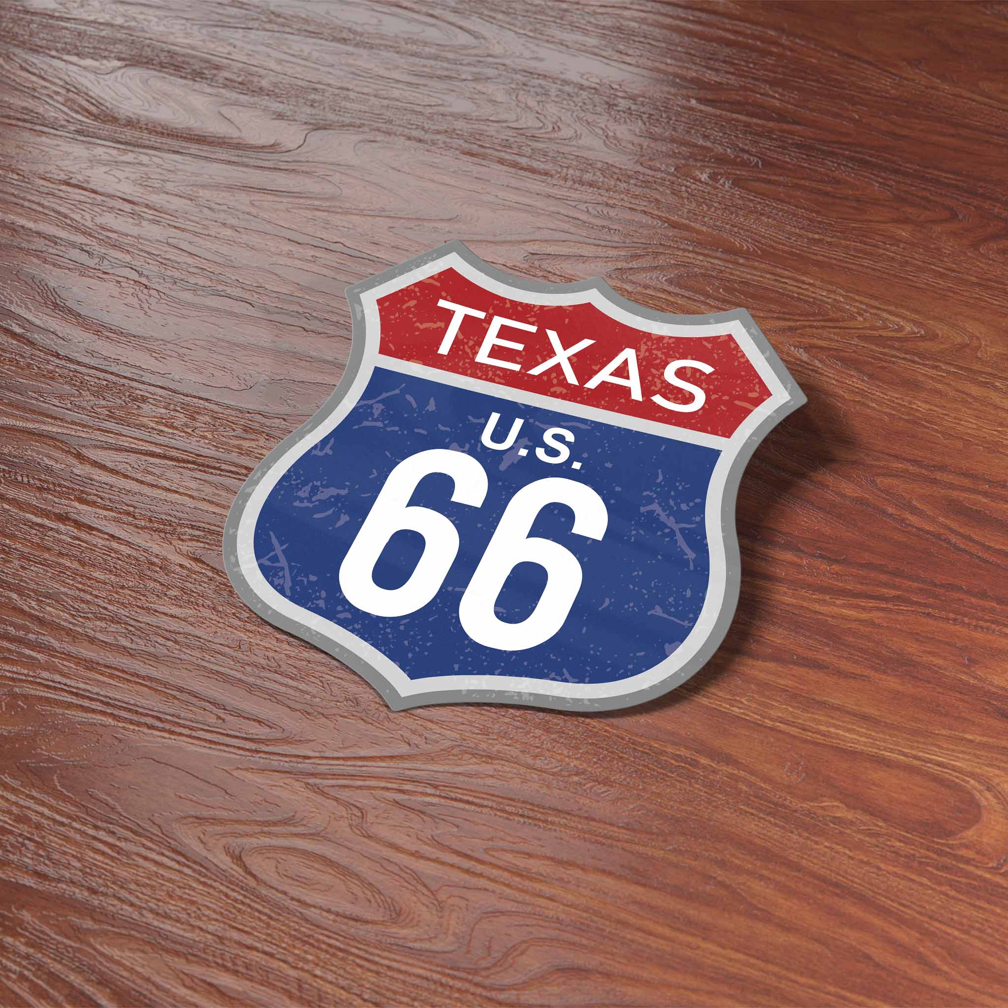 Texas Blue Route 66 Sticker - Cool TX Vintage Highway Sign Decal