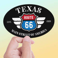 Texas Route 66 Sticker - TX Black Oval Decal