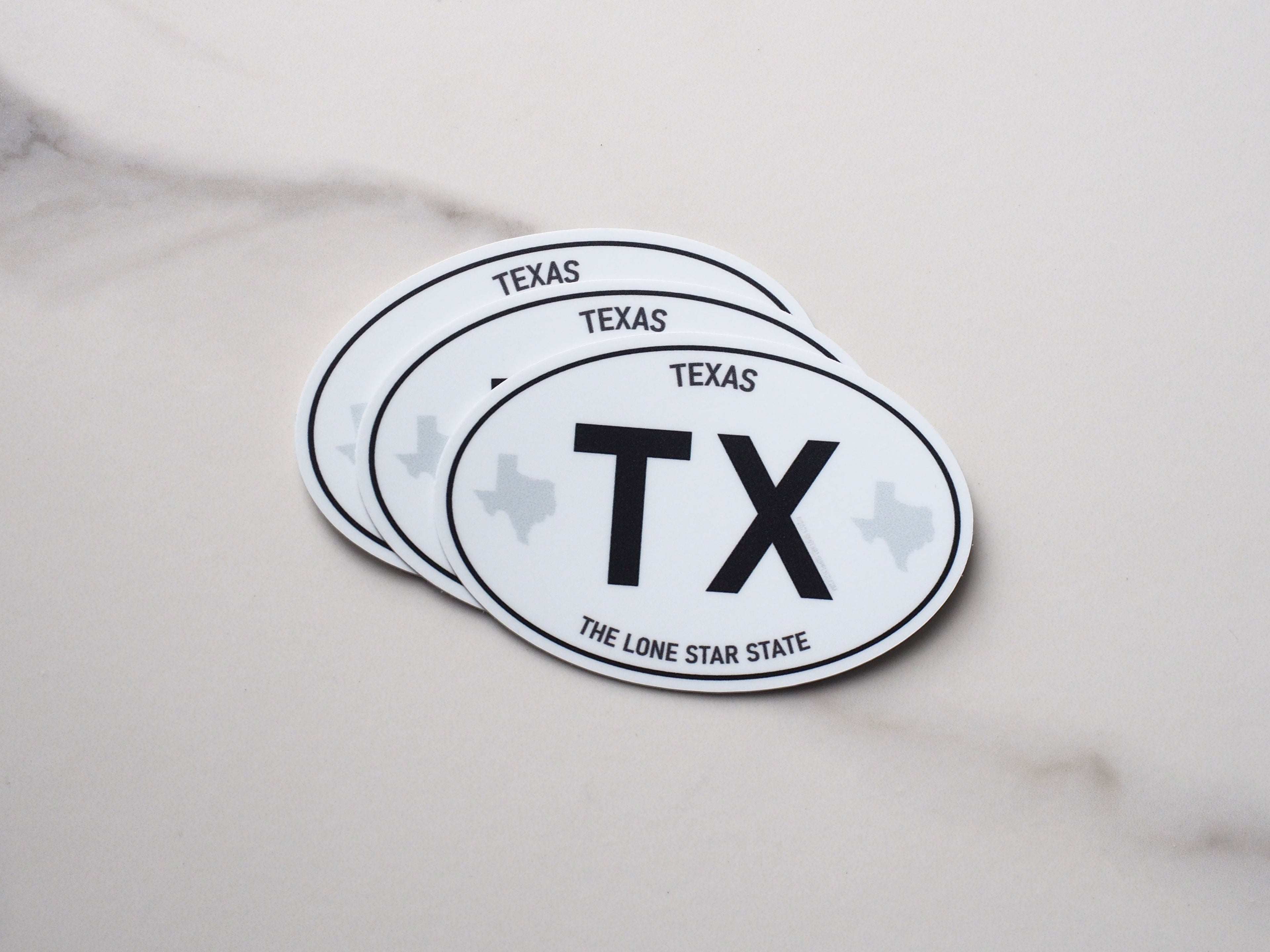 Texas White Oval Bumper Sticker