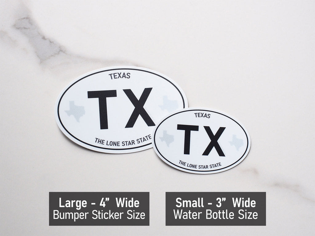 Texas White Oval Bumper Sticker