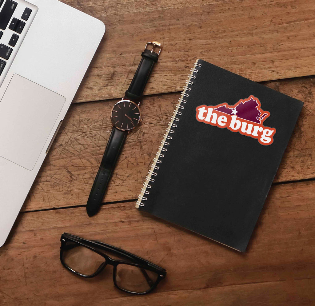 The Burg Virginia Outline Sticker - Cute Blacksburg VA Decal