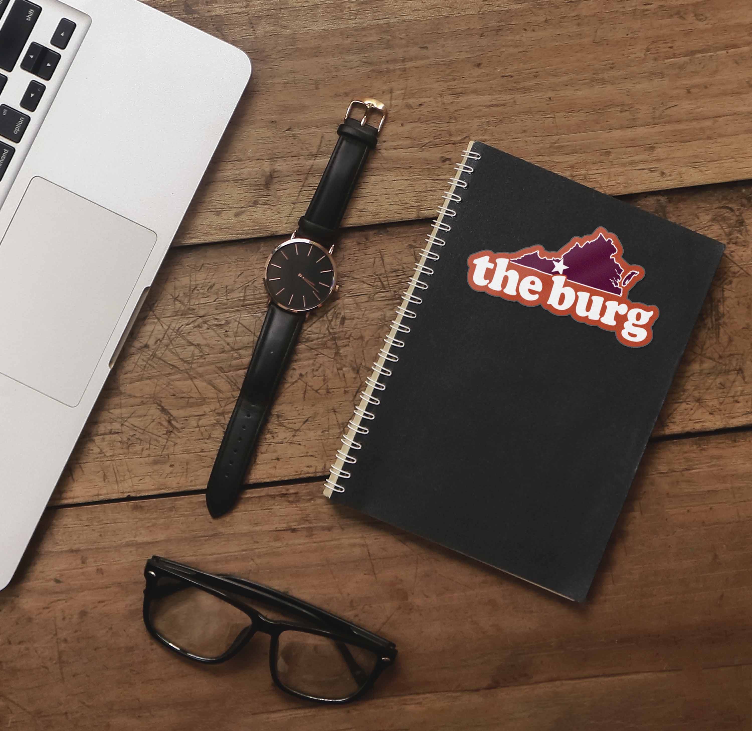 The Burg Virginia Outline Sticker - Cute Blacksburg VA Decal