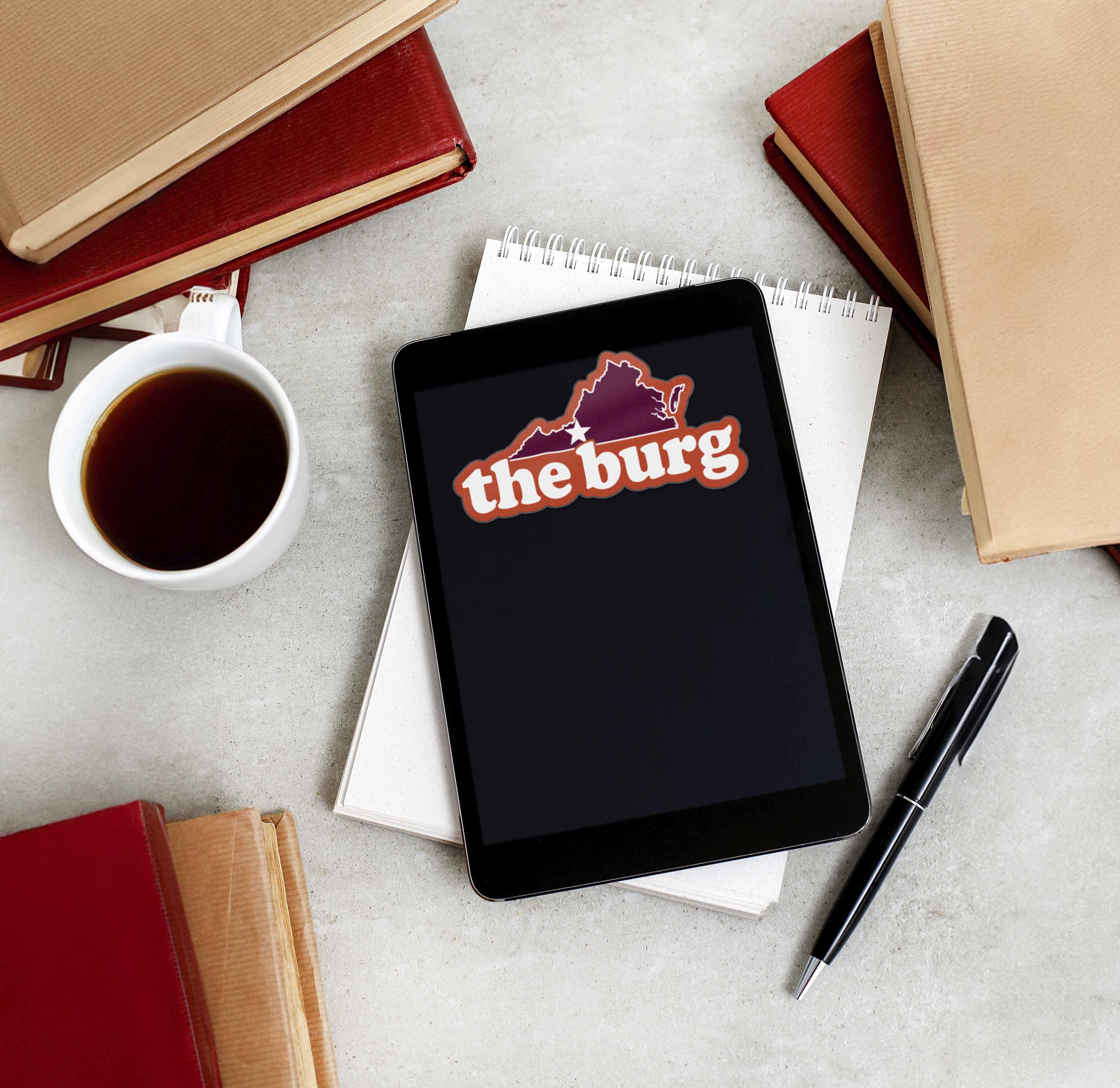 The Burg Virginia Outline Sticker - Cute Blacksburg VA Decal