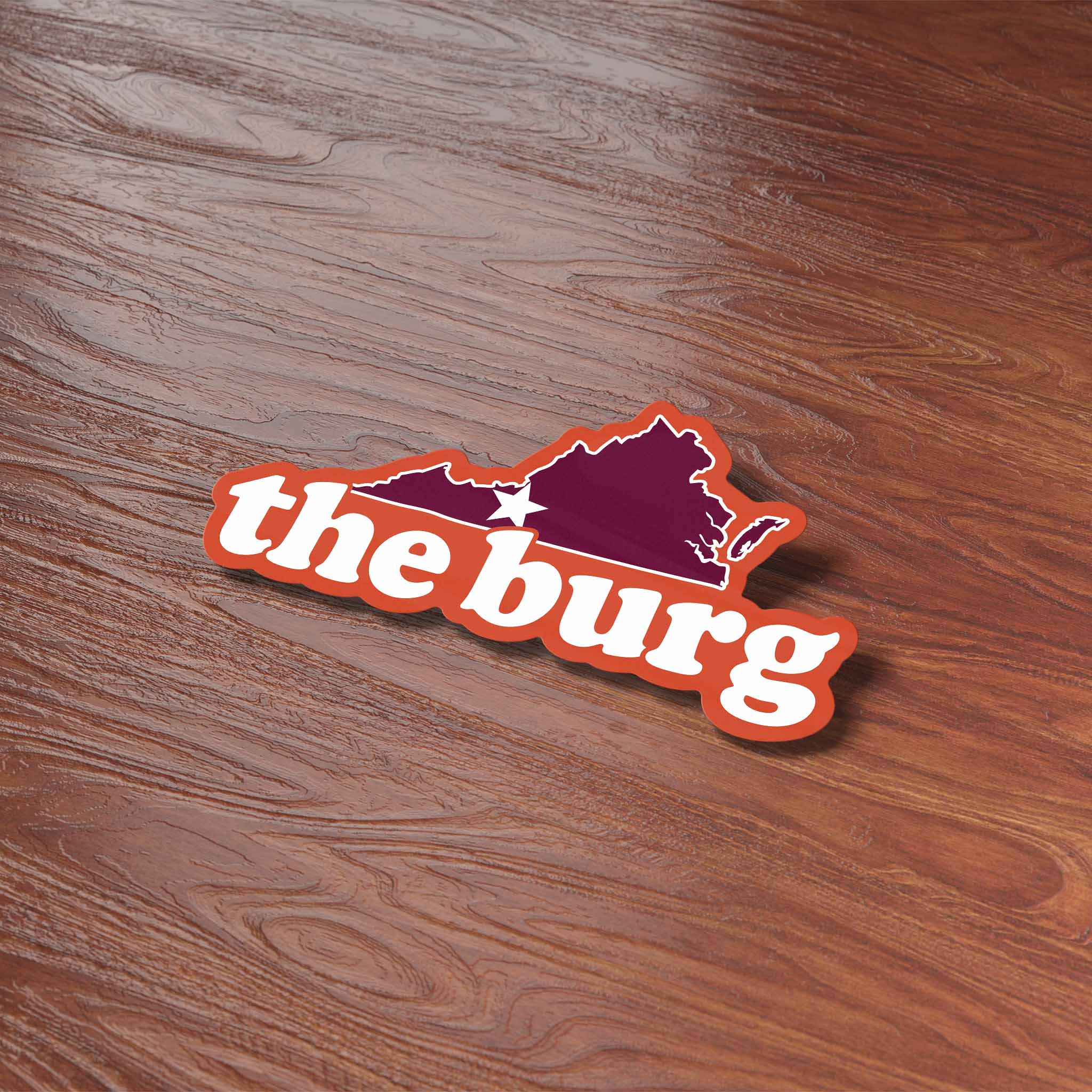The Burg Virginia Outline Sticker - Cute Blacksburg VA Decal