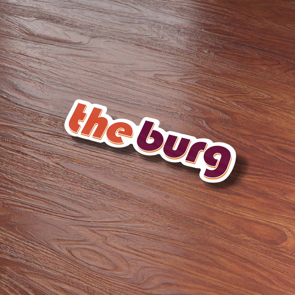The Burg Virginia Outline Sticker - Cute Blacksburg VA Decal