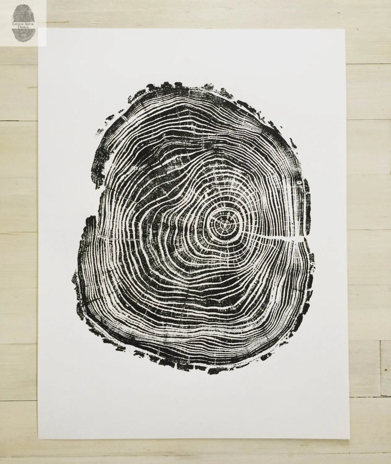Three Panel Wall Art, Tree Blocks, Woodcut print, Tree hugger gift, Signed Original 18x24 inches