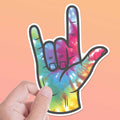 Tie Dye I Love You Sign Sticker
