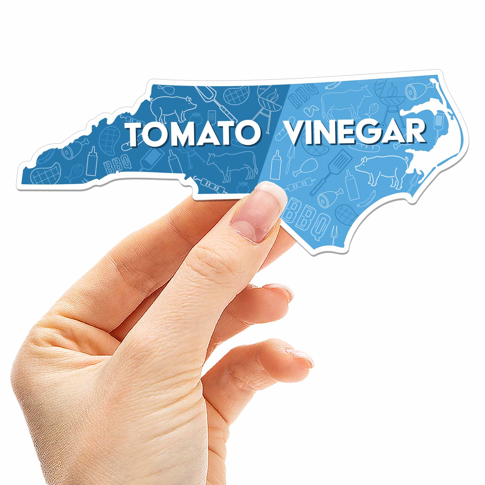 North Carolina BBQ Map Car Magnet - Flexible NC Fridge Magnet
