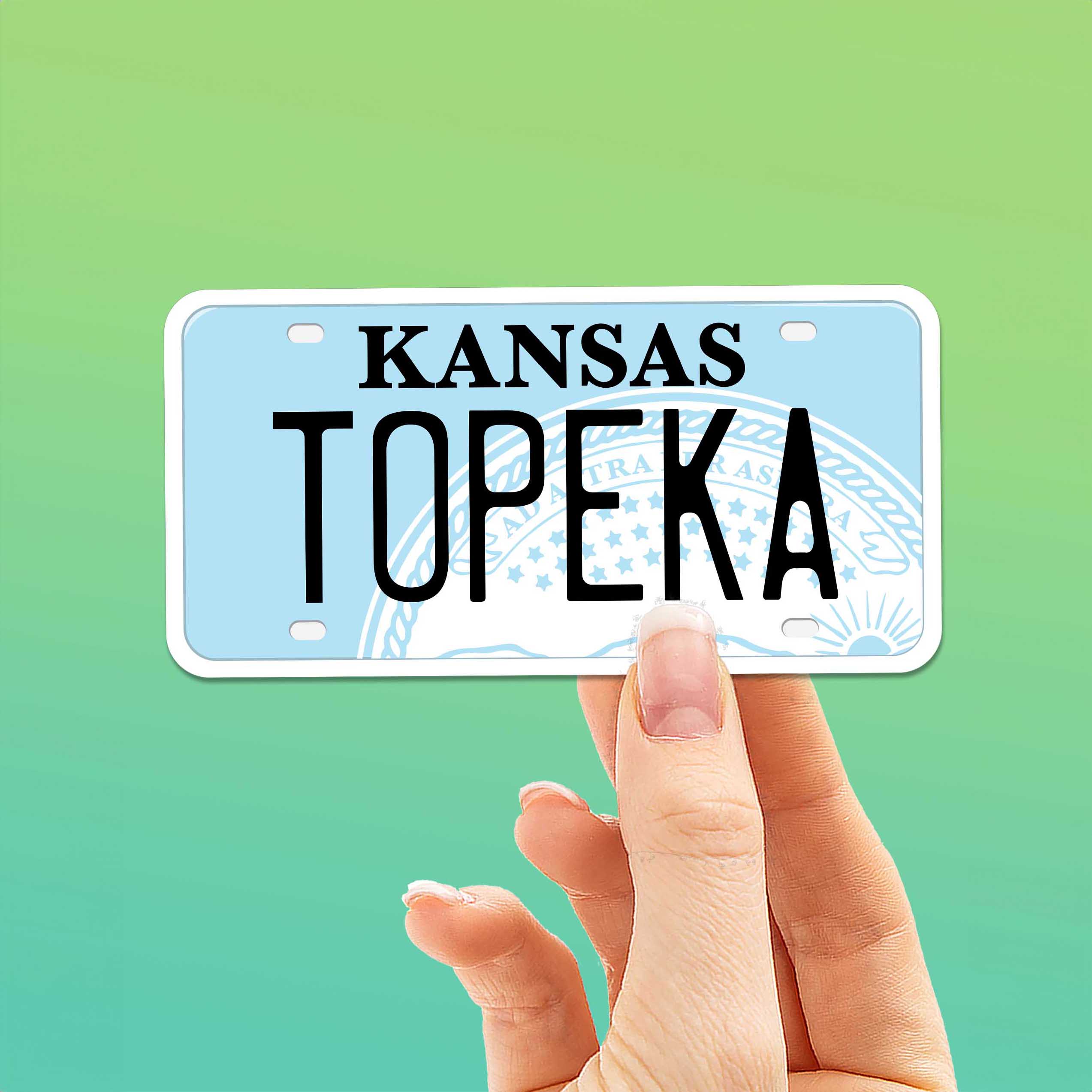 Kansas License Plate Sticker - Choose Your KS City or Saying