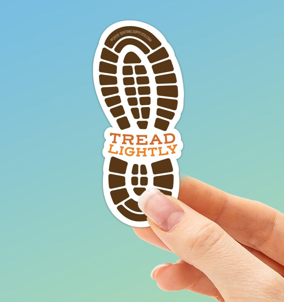 Tread Lightly Hiking Boot Print Sticker