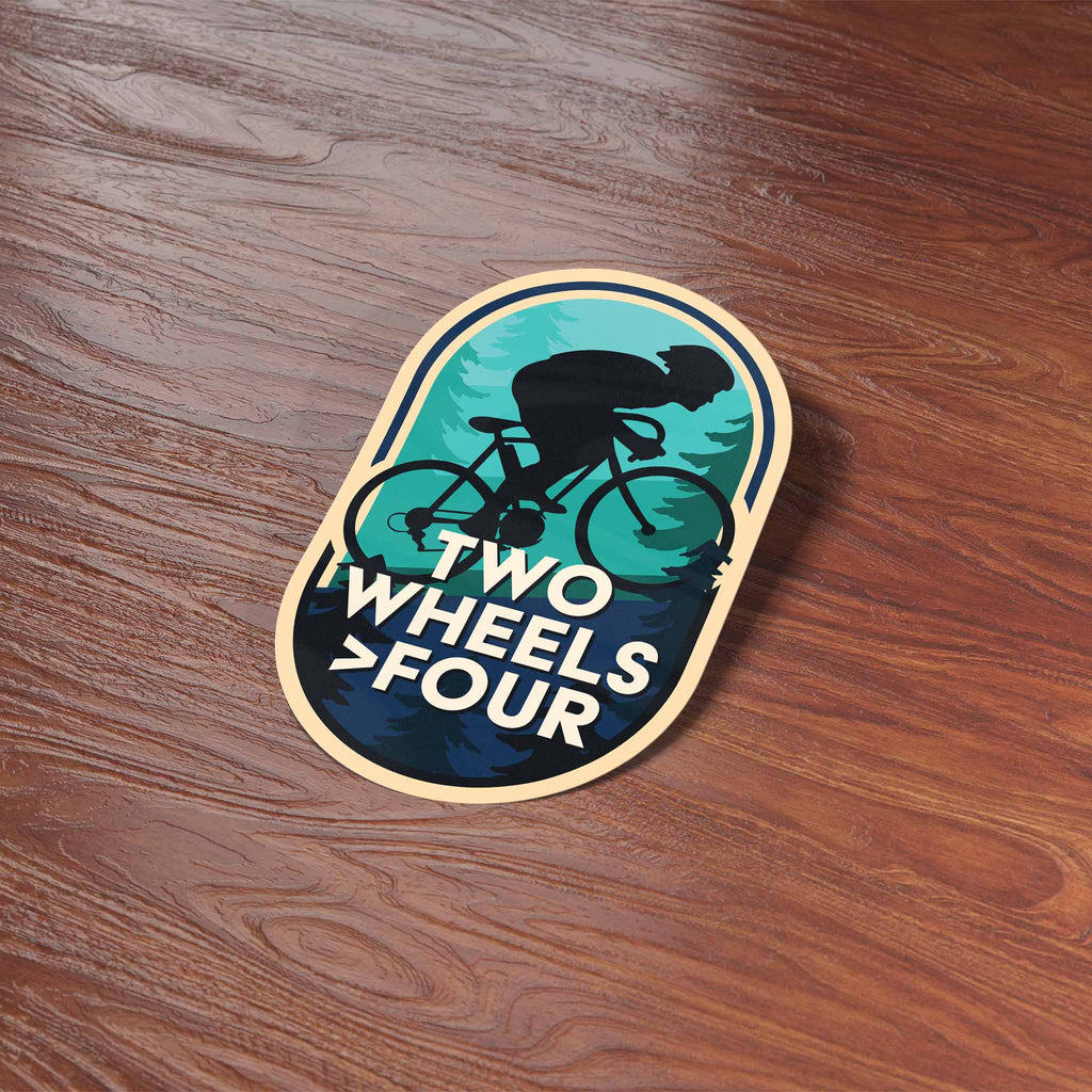 Two Wheels > Four Mountain Bike Sticker