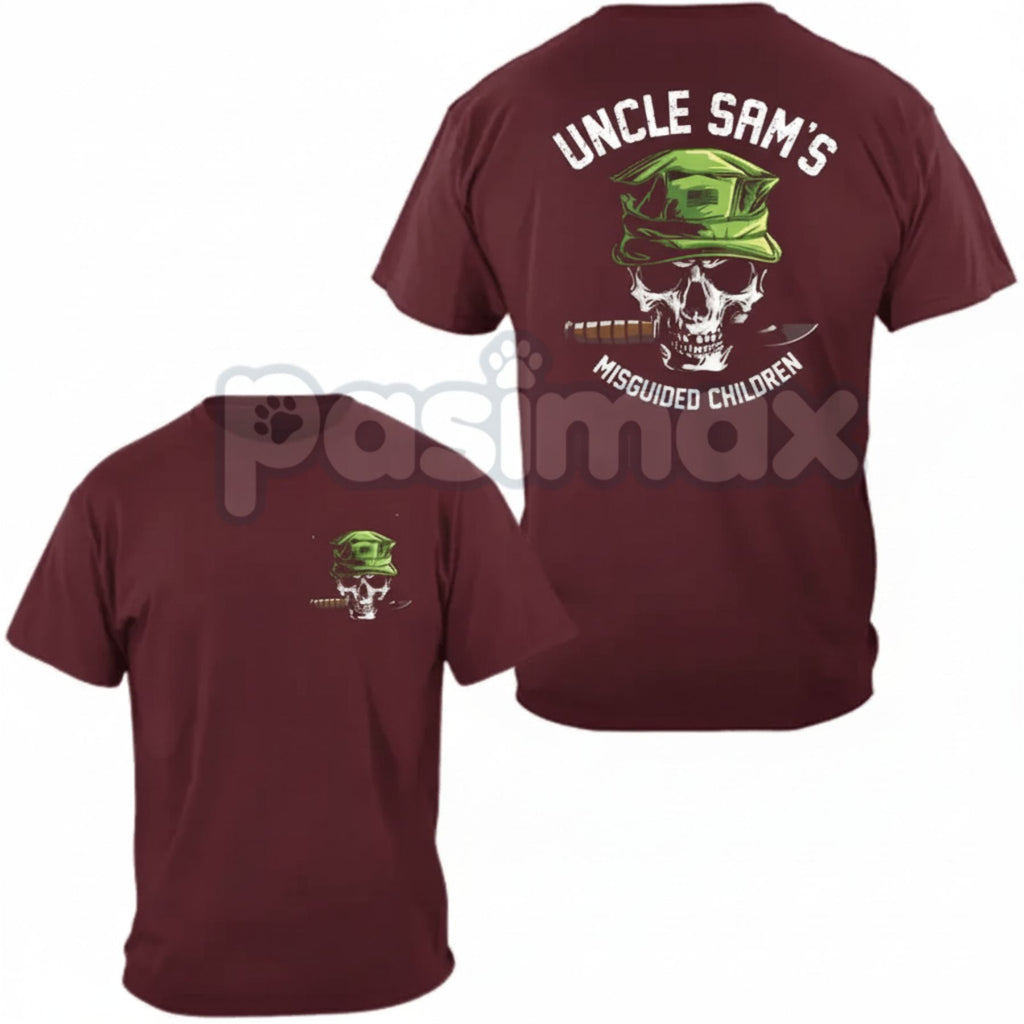 "Uncle Sam's Misguided Children" T-Shirt - Military Cynical Humor Tee, USMC Inspired Slogan Shirt, Veteran Anti-Establishment Apparel