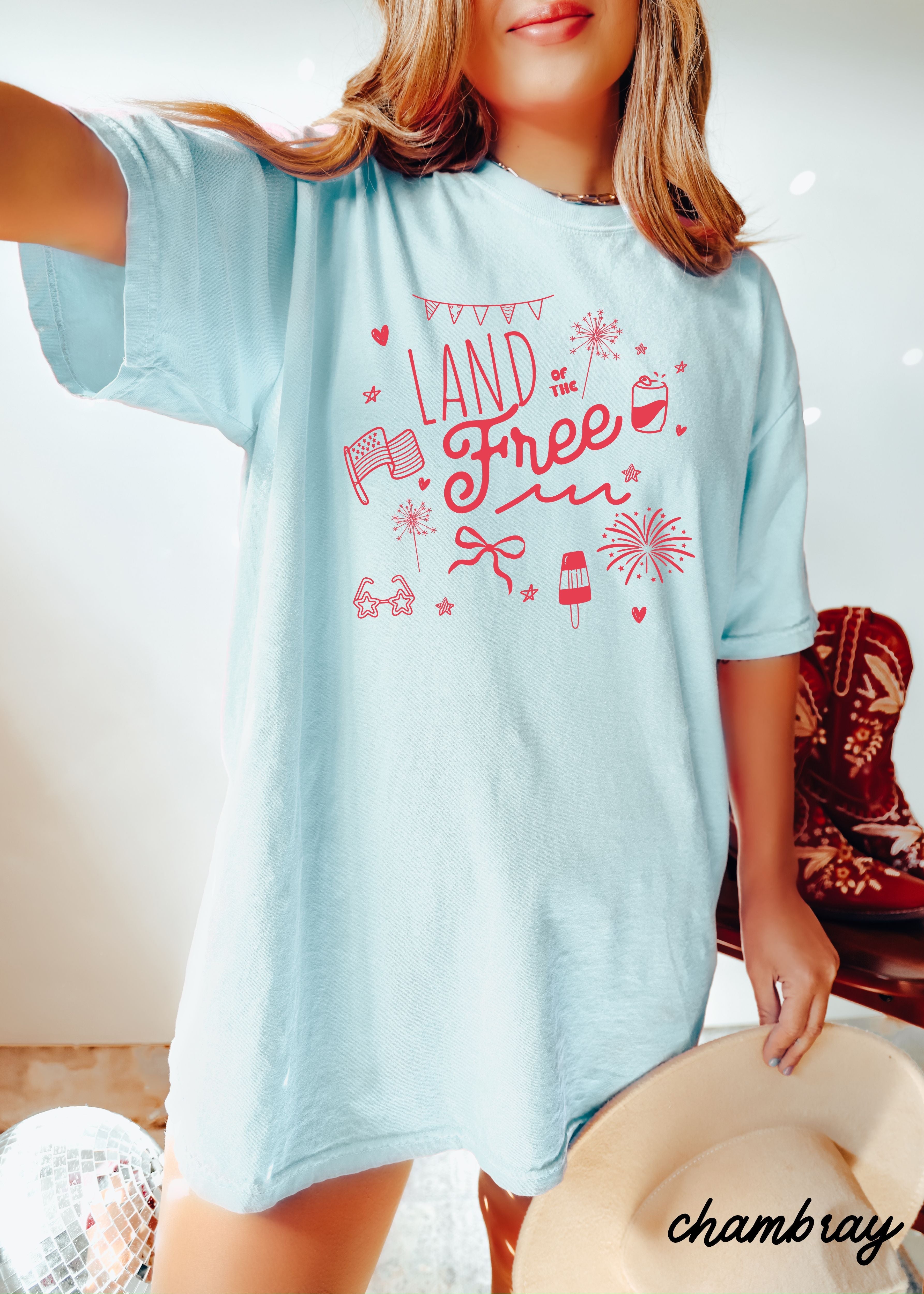 Land of the Free Doodle Tee *8 Colors (S-3X)