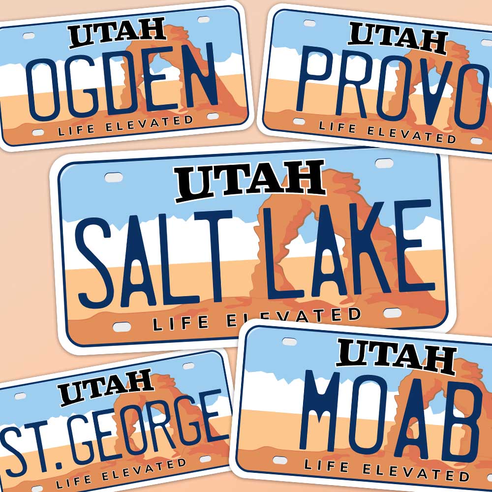 Utah License Plate Stickers - Choose Your UT City or National Park Decal
