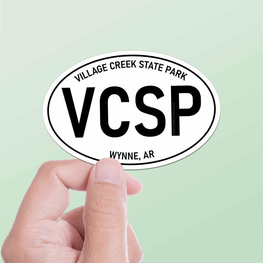 Village Creek State Park Arkansas White Oval Bumper Sticker