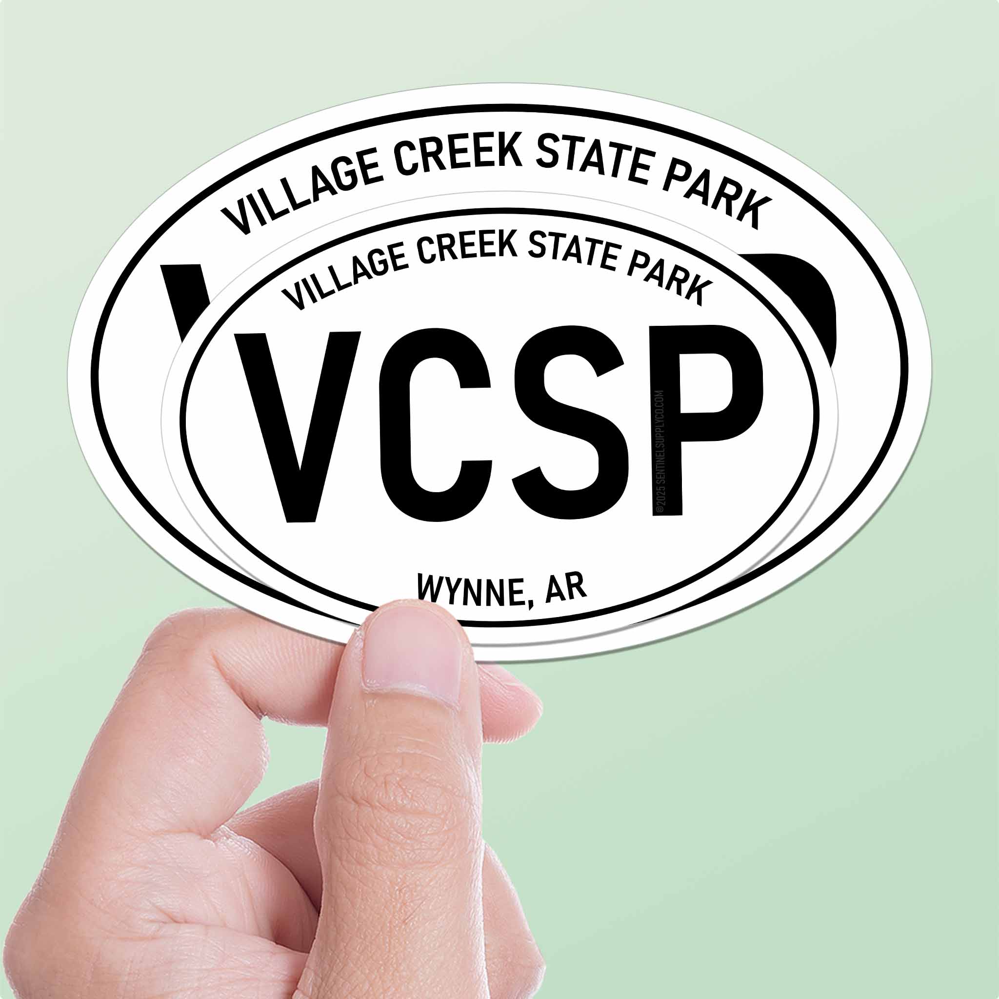 Village Creek State Park Arkansas White Oval Bumper Sticker