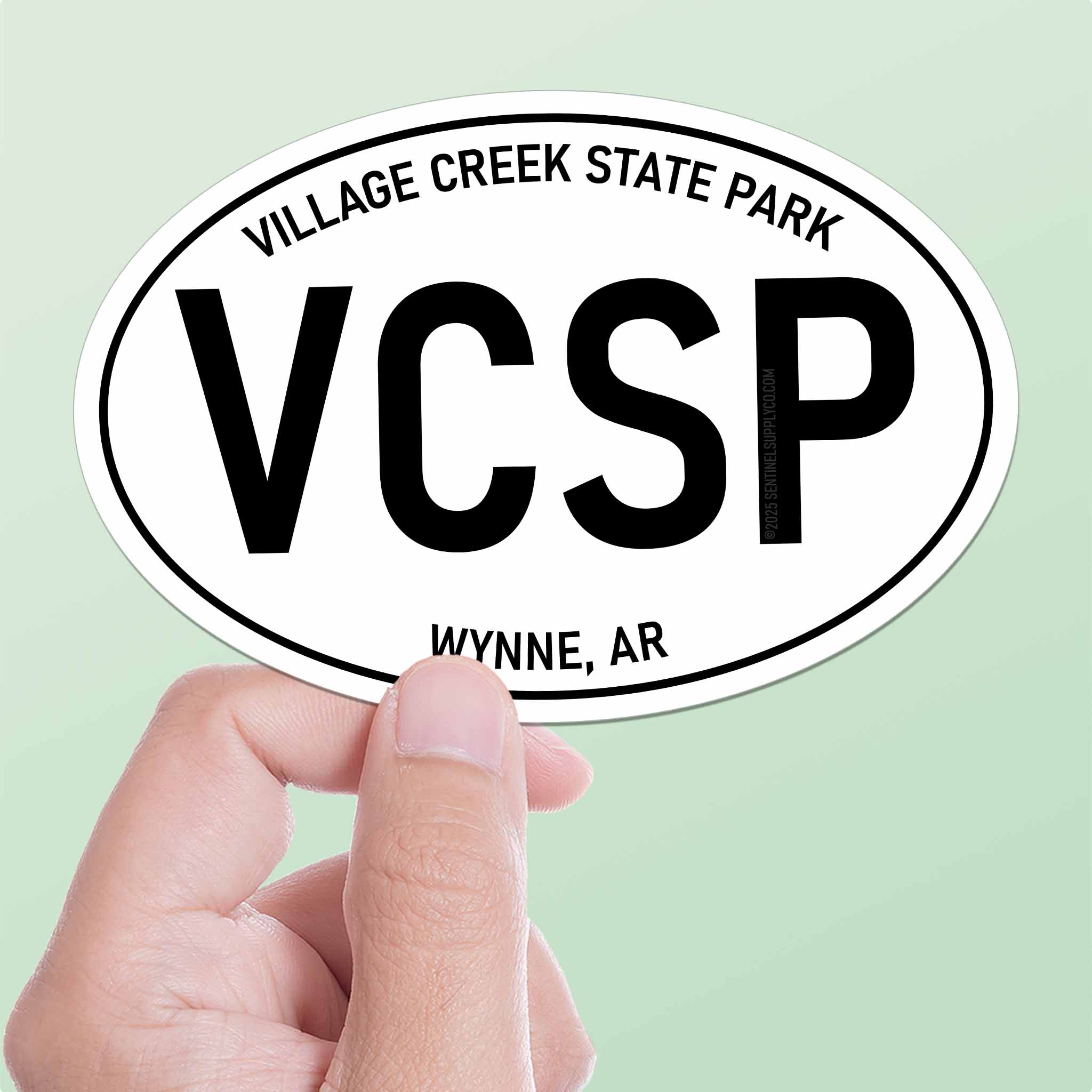 Village Creek State Park Arkansas White Oval Bumper Sticker