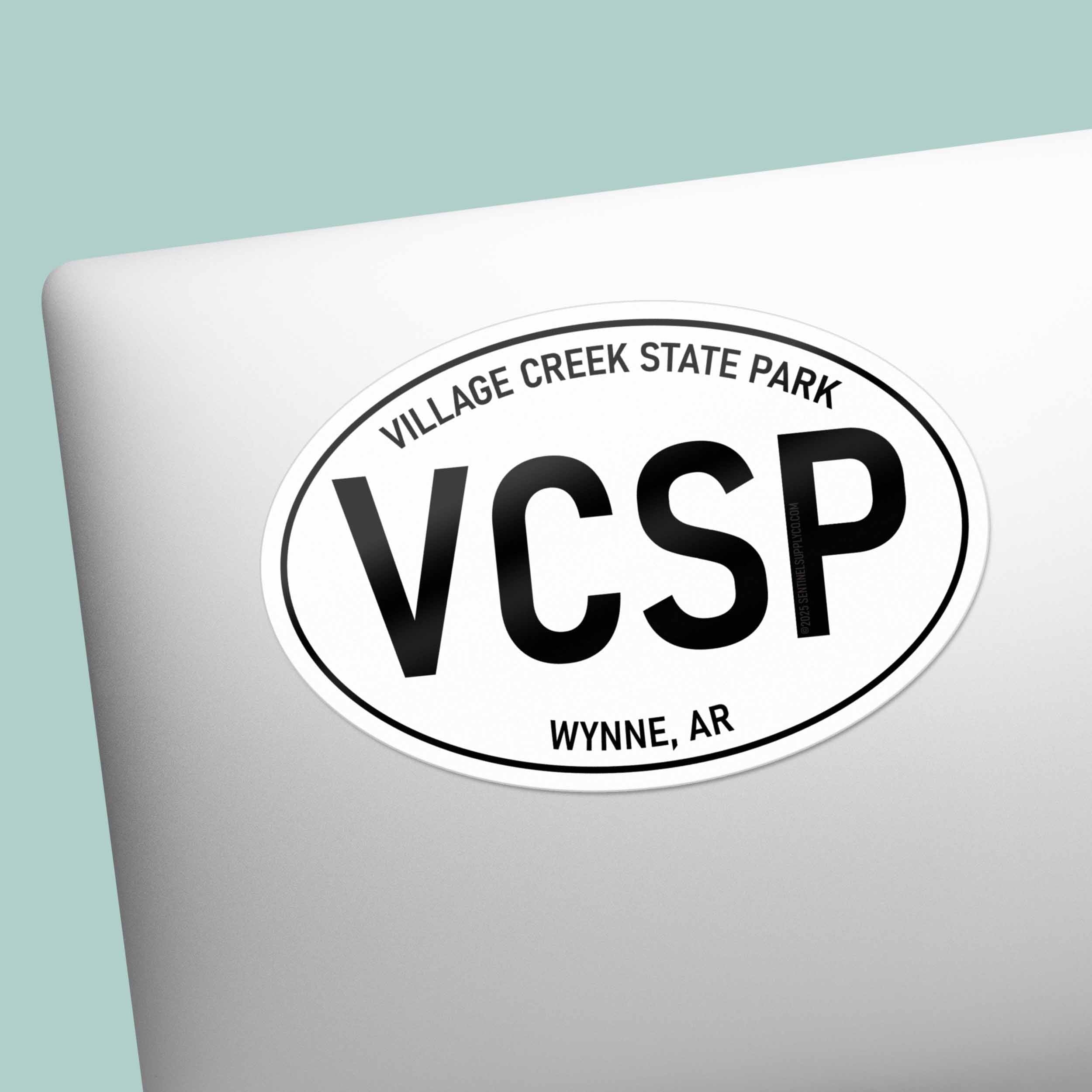 Village Creek State Park Arkansas White Oval Bumper Sticker