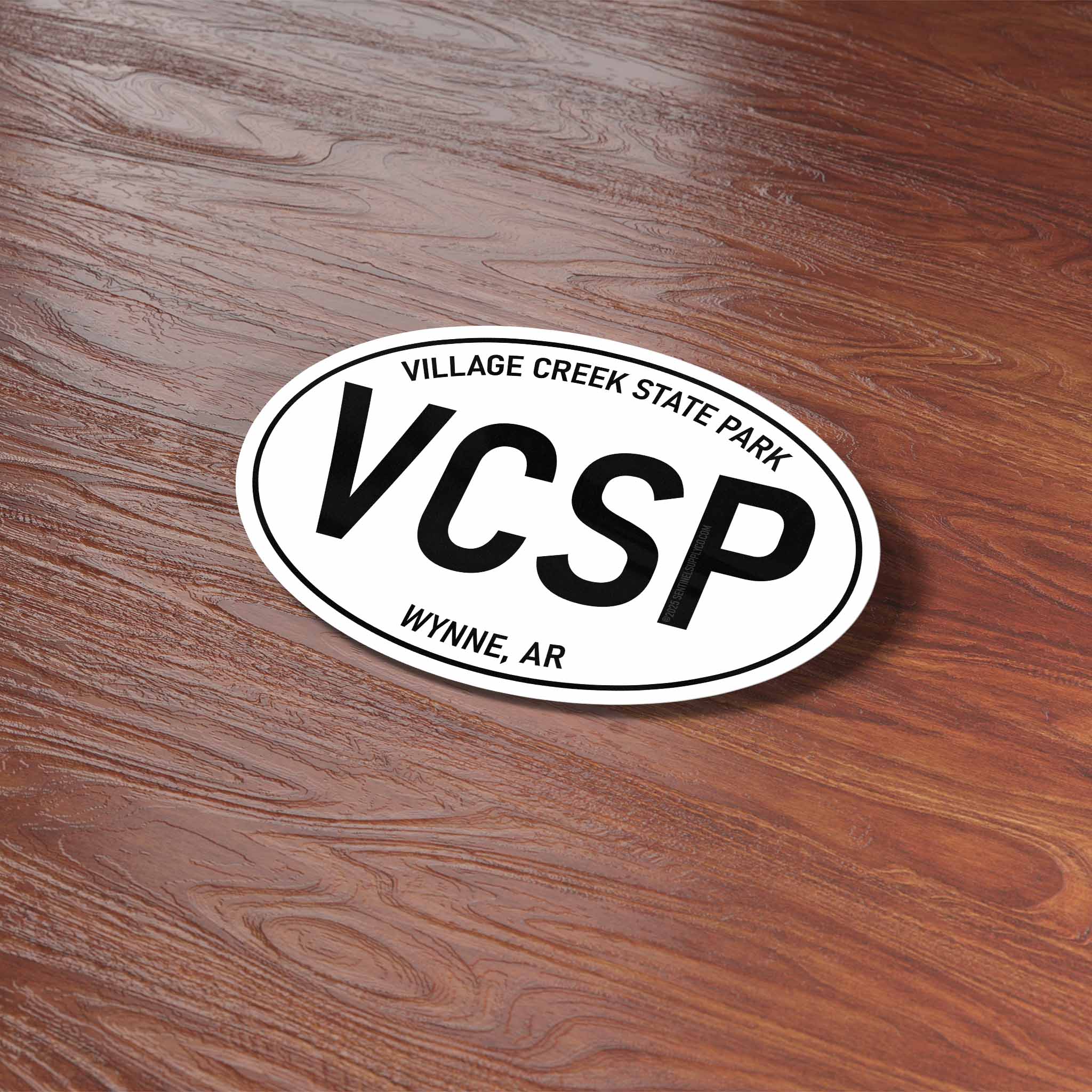 Village Creek State Park Arkansas White Oval Bumper Sticker