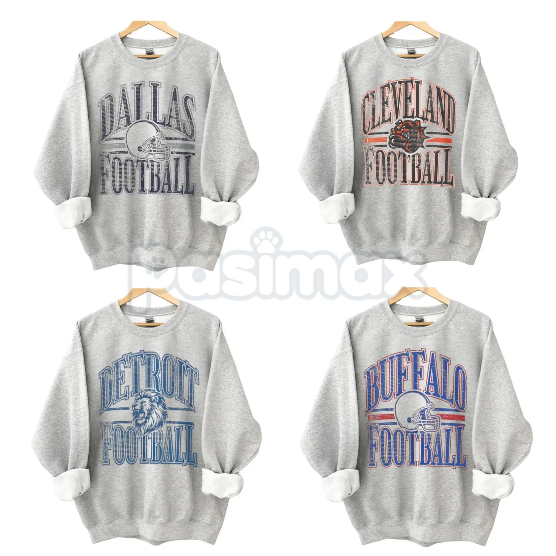 Vintage All Team Football ASH GREY Crewneck Sweatshirt – Retro Collegiate Sports Fan Gear