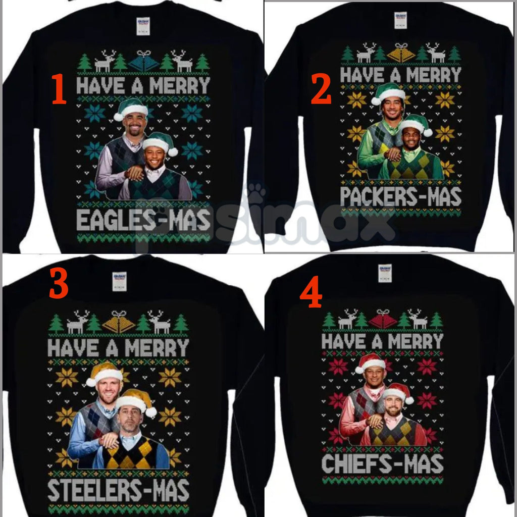Vintage Christmas All Team Football Step Brothers Crewneck – Funny Holiday Movie Sweatshirt (Black)