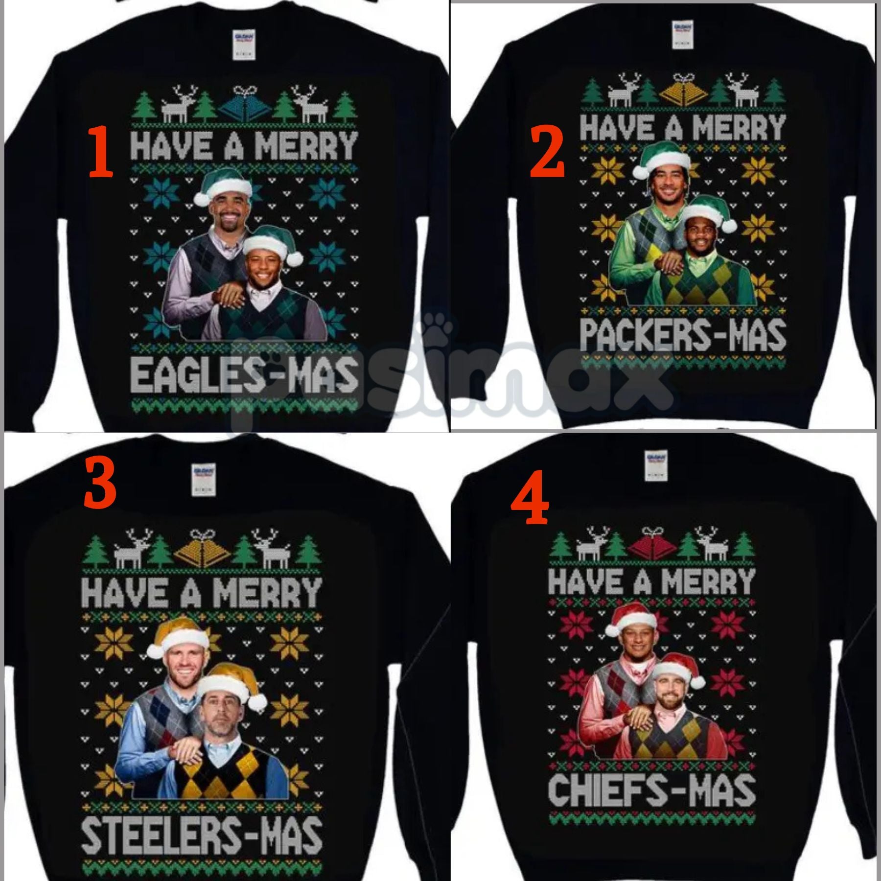 Vintage Christmas All Team Football Step Brothers Crewneck – Funny Holiday Movie Sweatshirt (Black)