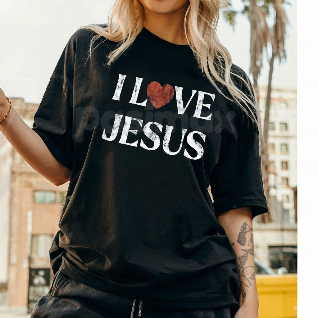 Vintage "I Love Jesus" Print T-Shirt - Retro 70s Christian Graphic Tee, Faith-Based Throwback Apparel, Classic Jesus Peace & Love Fan Gift
