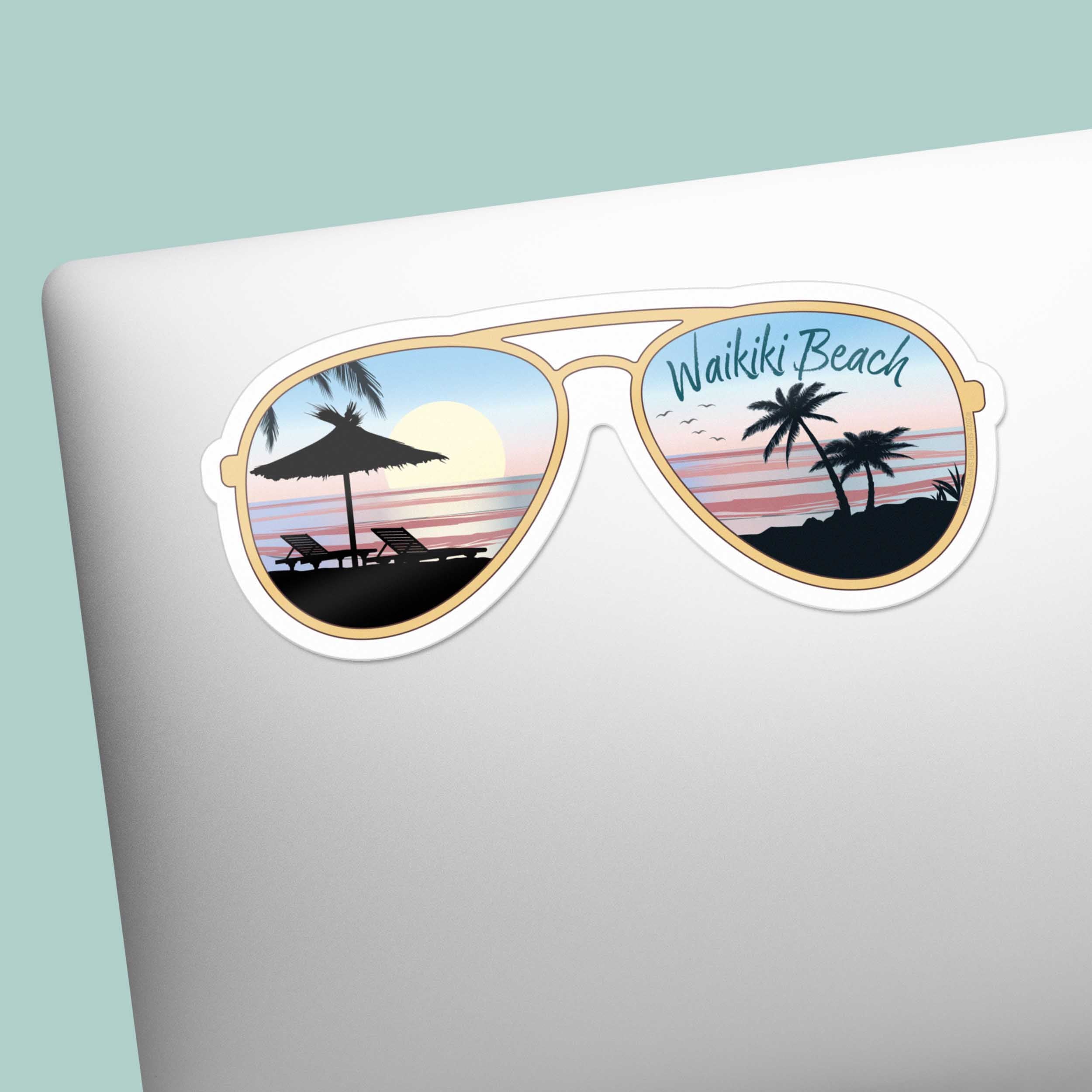 Waikiki Beach Honolulu Hawaii Sunglasses Sticker