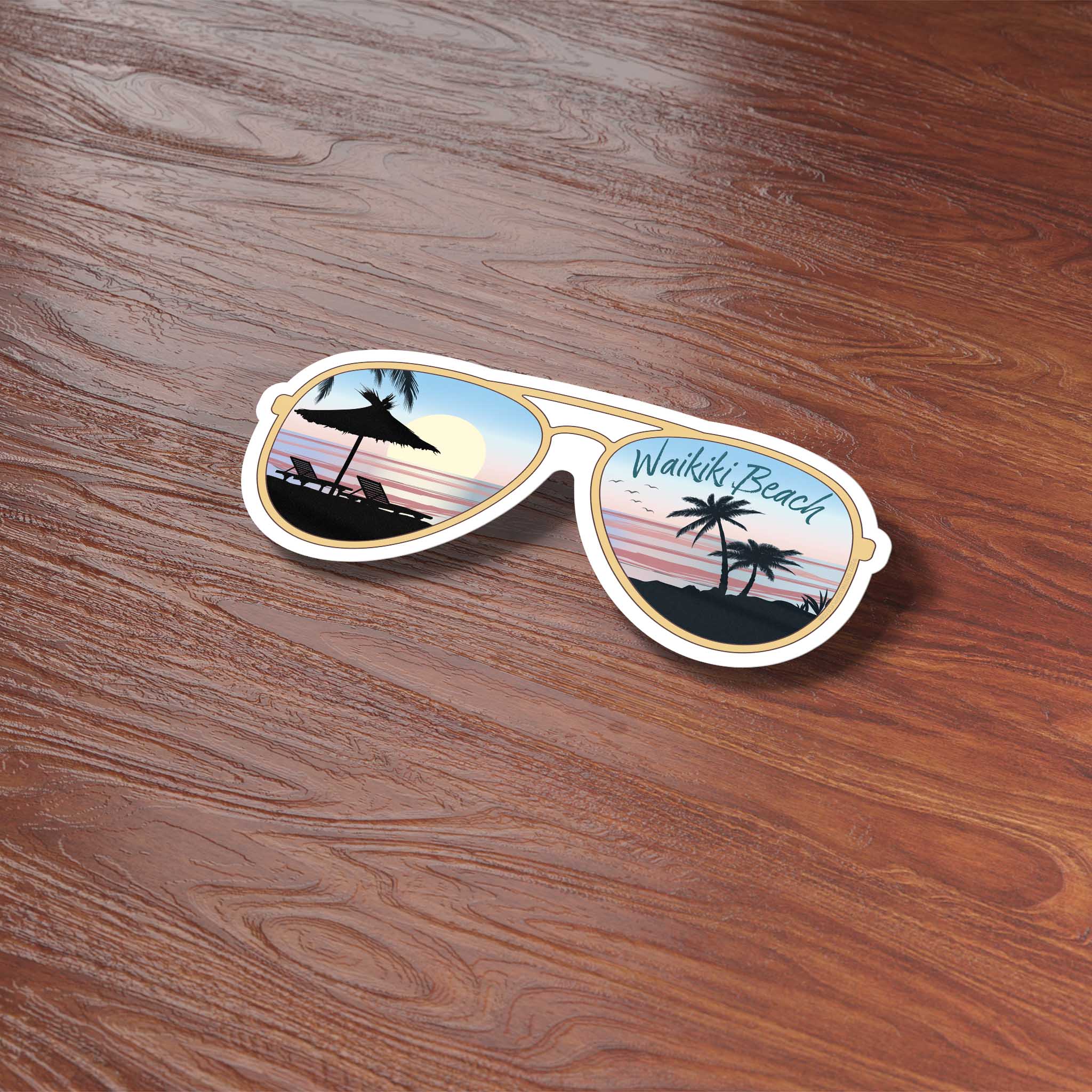 Waikiki Beach Honolulu Hawaii Sunglasses Sticker