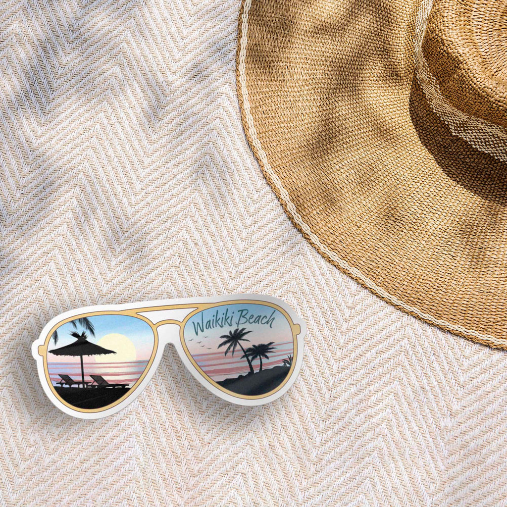 Waikiki Beach Honolulu Hawaii Sunglasses Sticker